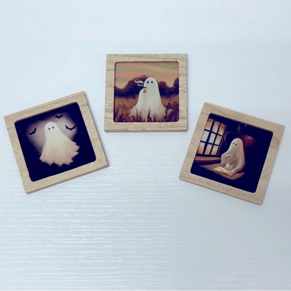 New magnets! Target Bullseye Playground Full Set of 3 Ghost Art Wooden Magnets